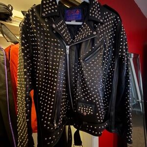 Studded Black Leather Motorcycle Jacket